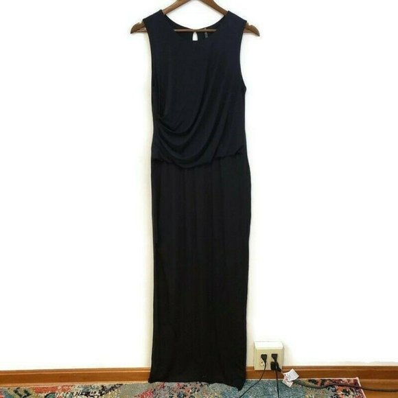 Victoria's Secret Dresses & Skirts - Victoria Secret Womens Solid Black Wide Strap Maxi Dress Size M Drape Front Chic